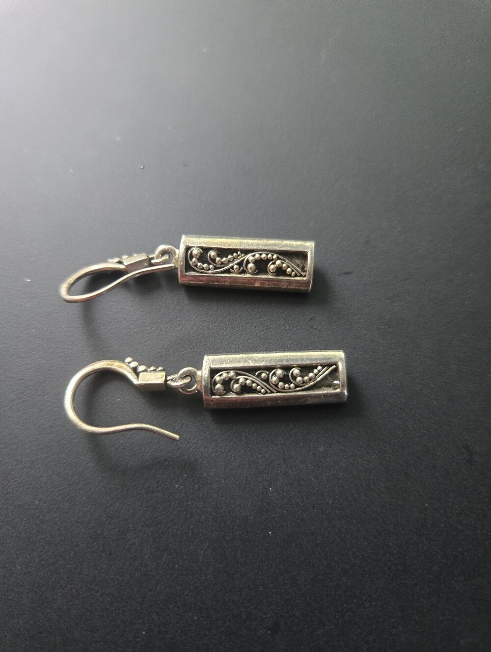 Lois Hill 925;Silver  Filigree Bar Dangle Earrings